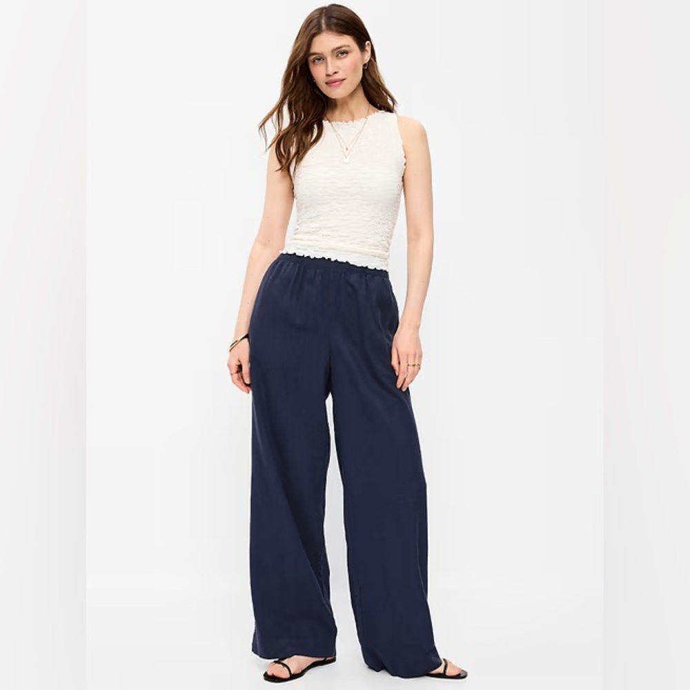 NWT! Old Navy High-Waisted Linen-Blend Super Wide-Leg Pants - Size XL TALL 🖤